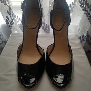 Black patent leather heels